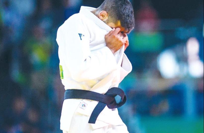 Israeli judoka Golan Pollack was in complete shock after being sent packing yesterday in the first round of the Rio Olympics. (photo credit: ASAF KLIGER)
