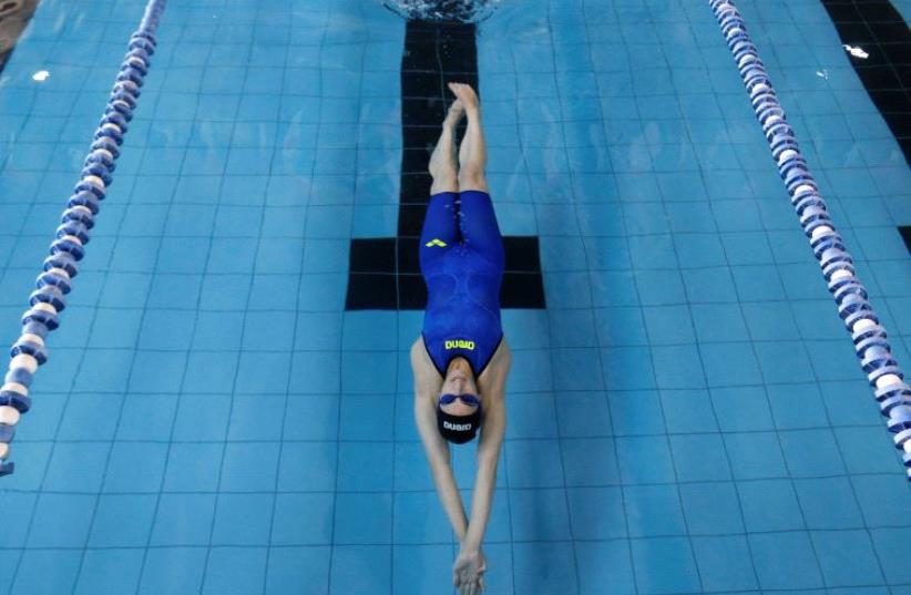 Palestinian swimmer Mary Al-Atrash, 22 (photo credit: REUTERS)