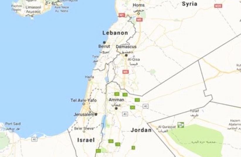 Google Maps view of Israel and the surrounding region. (photo credit: GOOGLE MAPS)