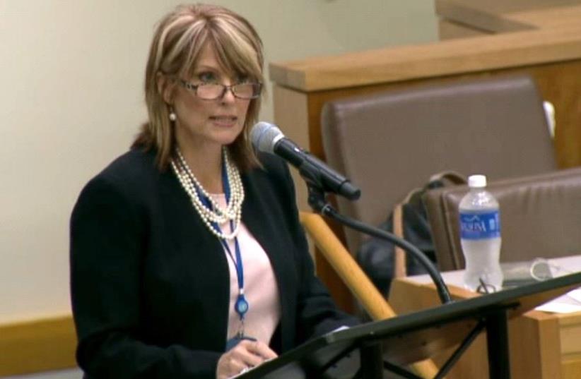 Laurie Cardoza-Moore speaking at the United Nations. (photo credit: PJTN)