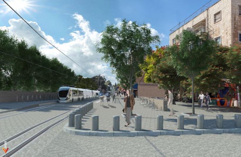 Simulation de la future ligne de tramway dans Emek Refaim (photo credit: JTMT)