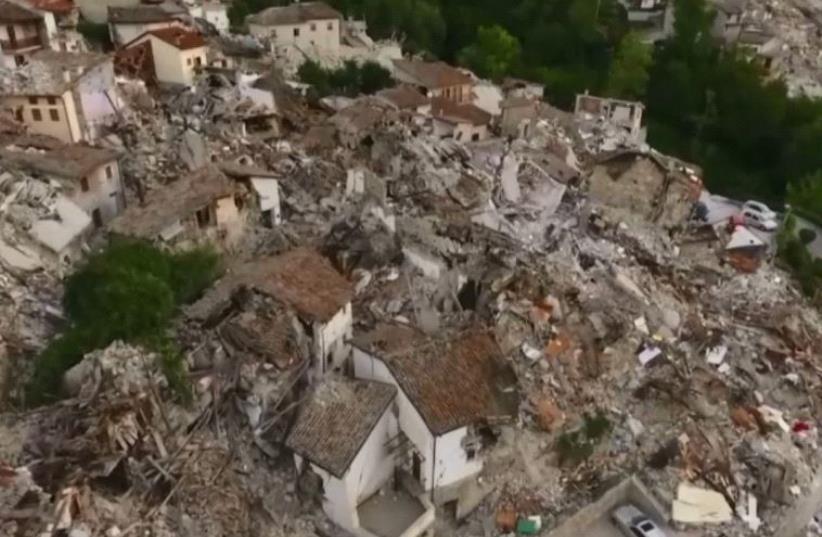 Drone video shows devastating destruction in Italy (photo credit: screenshot)