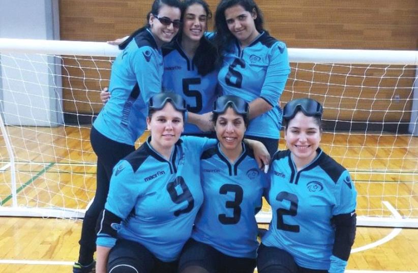 Israel’s first women’s goalball team is captained by blind Israeli-Arab Elham Mhamid (top row, left) and has high hopes of capturing a medal next month at the 2016 Paralympic Games in Rio. (photo credit: REUTERS)
