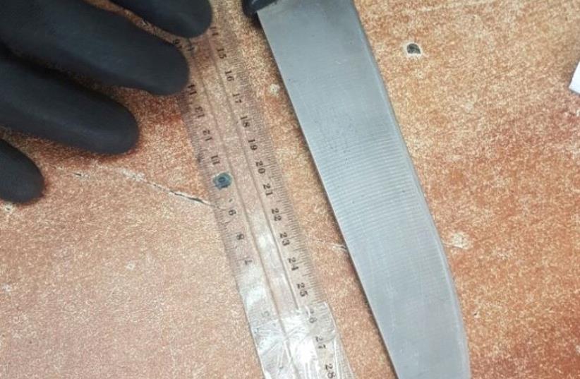 The knife found on the female at Kalandiya Crossing (photo credit: ISRAEL POLICE)