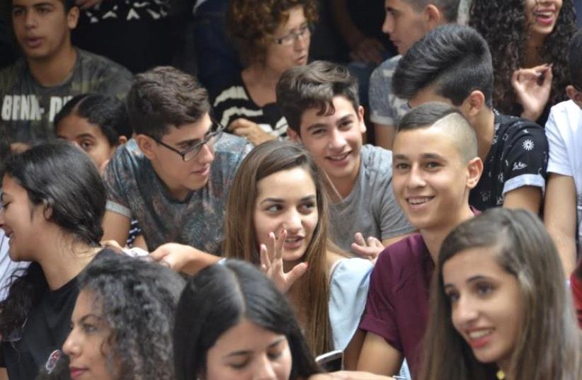 Arab and Jewish high school students on the first day of school (photo credit: COURTESY AMAL MATTAR)