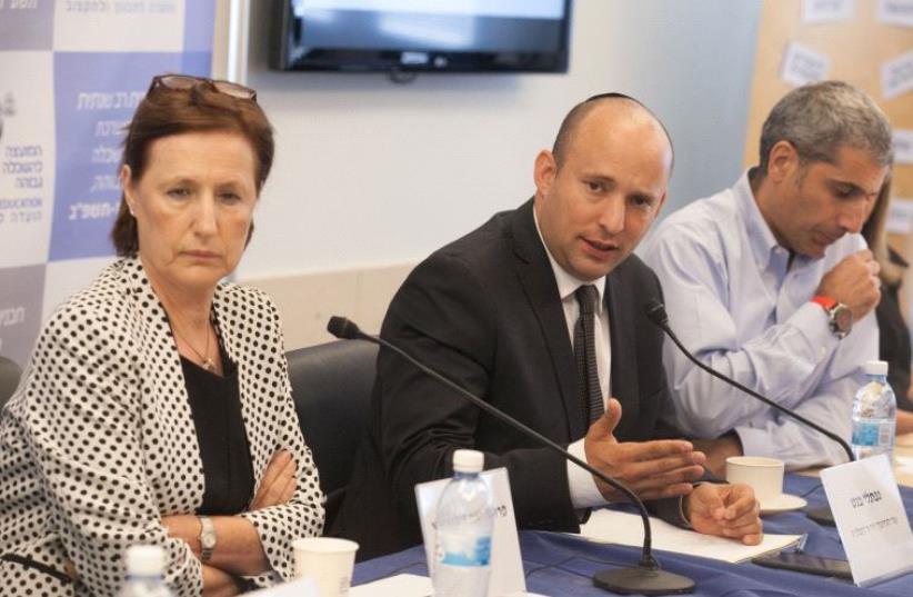 Education Minister Naftali Bennett discussing the new multi-year higher education plan.  (photo credit: MICHAL FATTAL)