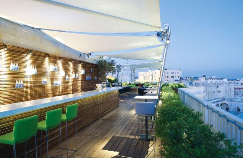The hotel's rooftop restaurant, looking over the Old City of Jerusalem (photo credit: Courtesy)