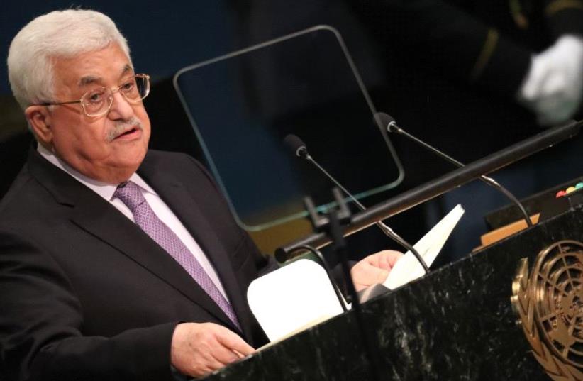 Palestinian Authority President Mahmoud Abbas addresses the 71st United Nations General Assembly in Manhattan, New York, US September 22, 2016 (photo credit: REUTERS)