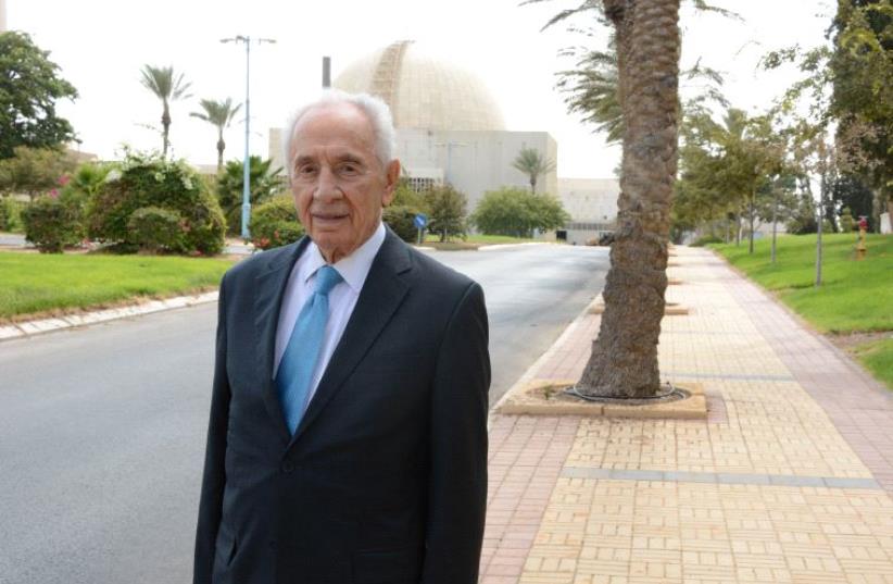 Peres outside the Nuclear Research Facility (photo credit: COUNCIL FOR ATOMIC ENERGY)