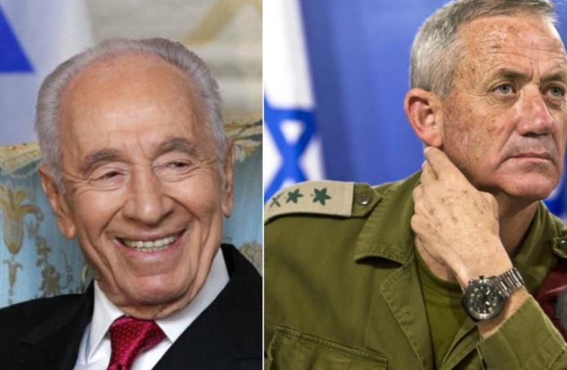 Shimon Peres and Benny Gantz (photo credit: REUTERS)