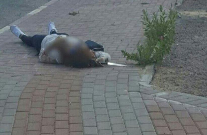 Scene of attempted stabbing attack in Tapuah Junction (photo credit: ISRAEL POLICE)