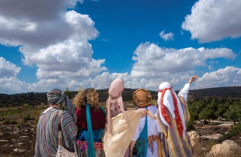 The Women’s Performance Community of Jerusalem co-founders in biblical dress (photo credit: REBECCA KOWALSKY/IMAGES THROUGH TIME)