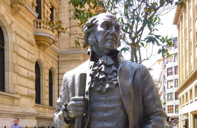 A John Adams statue in Bilbao, Spain. (photo credit: Wikimedia Commons)