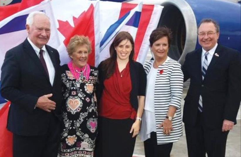 AMBASSADOR-DESIGNATE Deborah Lyons (second right) welcomes their excellencies David Johnston (left), governor-general of Canada, and his wife, Sharon (second left), at Ben-Gurion Airport, in the company of Deputy Foreign Minister Tzipi Hotovely and Ambassador to Canada Rafi Barak. (photo credit: CANADIAN EMBASSY)