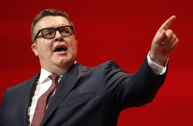 Tom Watson, Britain's opposition Labour Party's deputy leader, speaks during the third day of the Labour Party conference in Liverpool, September 27, 2016 (photo credit: REUTERS)