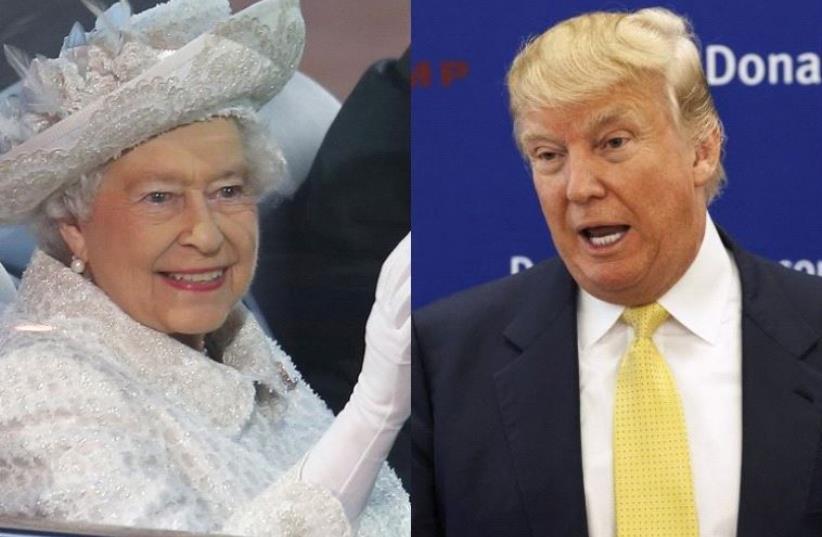 Queen Elizabeth and Donald Trump (photo credit: REUTERS)