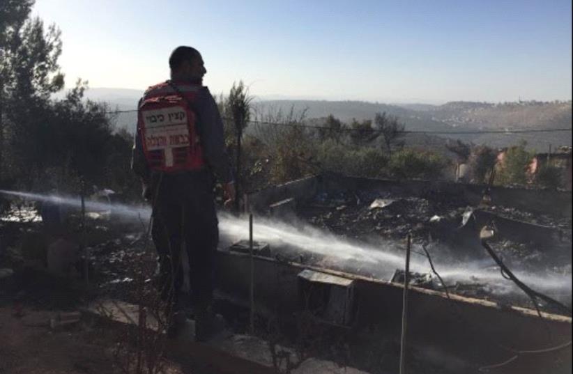 Fire damage in Halamish. (photo credit: ANNA AHRONHEIM)