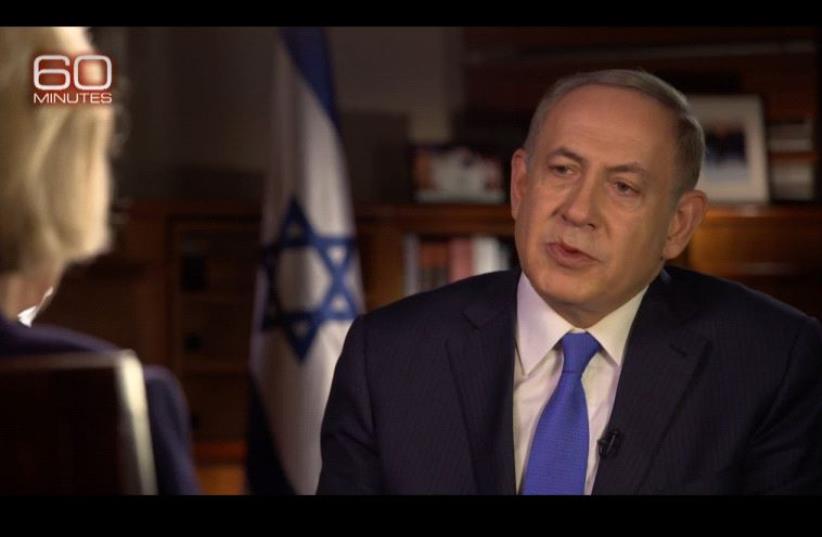 Benjamin Netanyahu on CBS 60 Minutes (photo credit: screenshot)