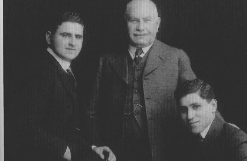 Sir Elly Kadoorie (1867-1944), one of the influential leaders of the Sephardi Jewish community in Shanghai and president of the Shanghai Zionist Association,1915-1928. He is shown with his two sons Lawrence and Horace.  (photo credit: PROF. PAN GUANG COLLECTION)