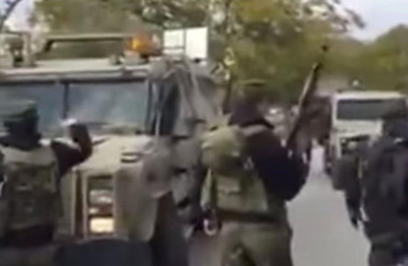 PA forces halted IDF vehicles attempting to enter Jenin. (photo credit: YOUTUBE)