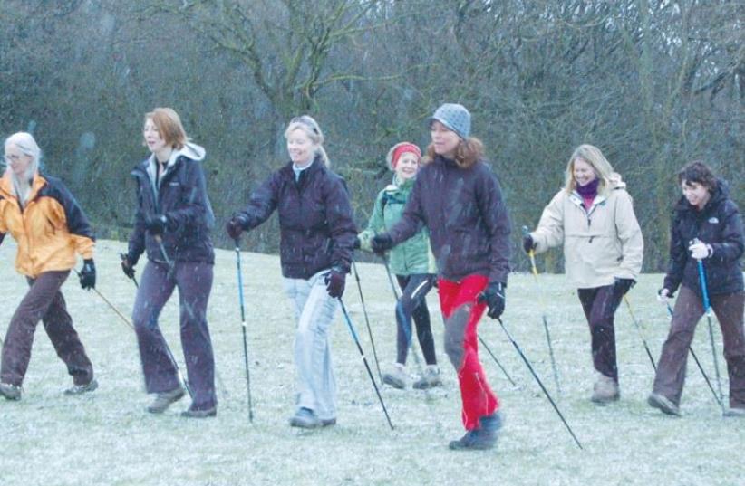 A NEW STUDY exhibits the health benefits of walking with Nordic poles. (photo credit: MALCOLM JARVIS/WIKIMEDIA COMMONS)