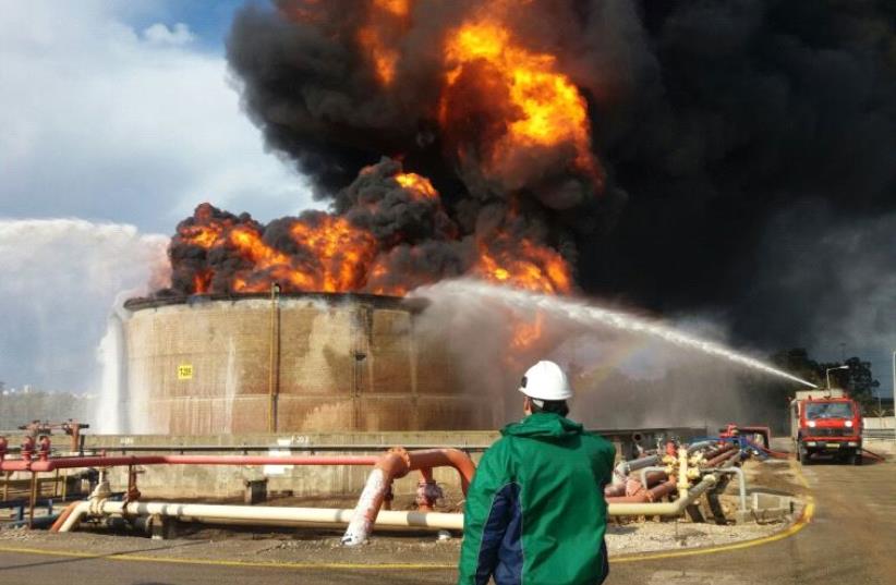 Explosion at Haifa refinery (photo credit: Courtesy)
