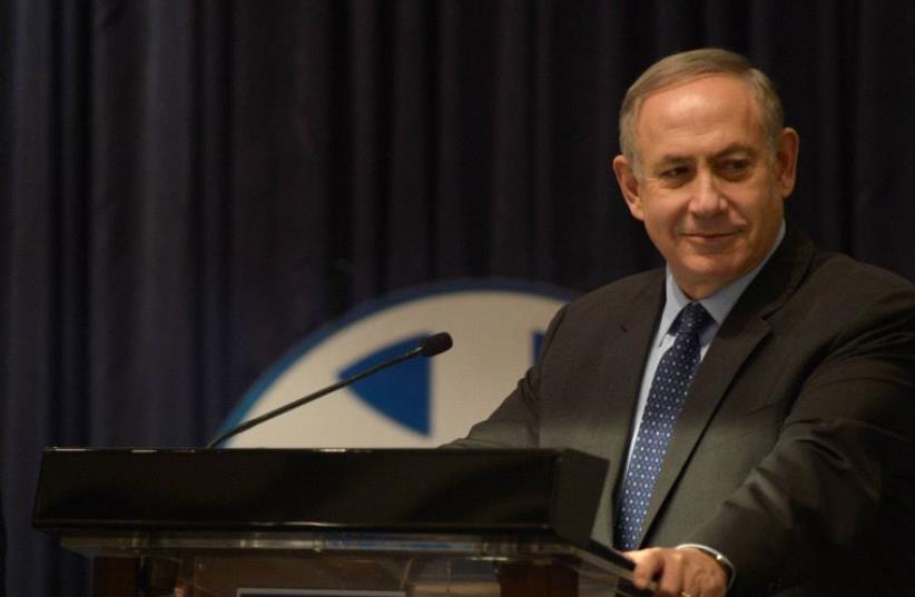 Benjamin Netanyahu at the conference of Israel ambassadors and heads of missions in Europe in the Foreign Ministry in Jerusalem (photo credit: AMOS BEN GERSHOM, GPO)