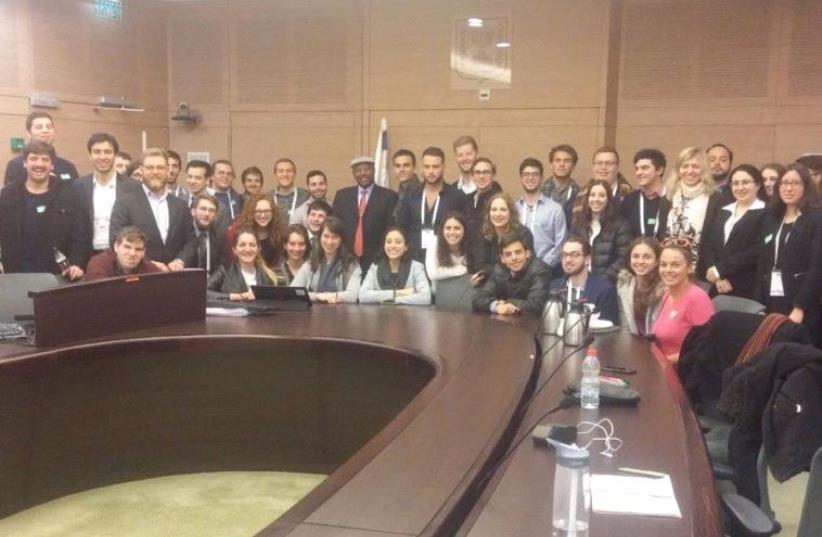MEMBERS OF the World Union of Jewish Students (WUJS) meet with the Diaspora Affairs Committee (photo credit: Courtesy)