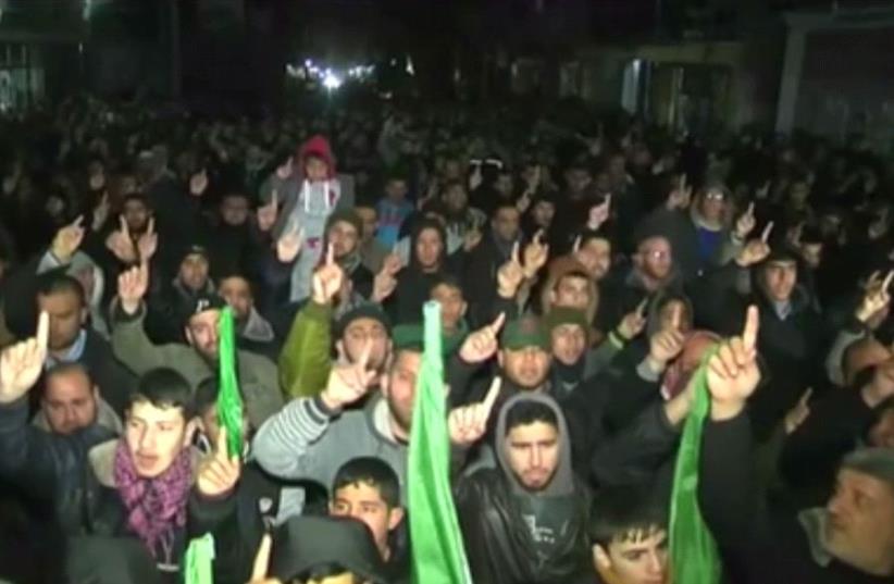 Hamas holds rally in Gaza to celebrate terrorist ramming that killed 4 Israelis (photo credit: screenshot)