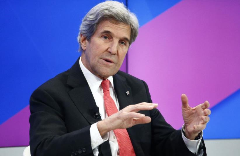 US Secretary of State John Kerry attends the annual meeting of the World Economic Forum (WEF) in Davos, Switzerland, January 17, 2017. (photo credit: REUTERS)