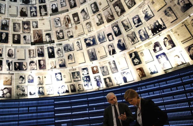 OUTGOING US AMBASSADOR to the United Nations Samantha Power (right) visits the Hall of Names at Yad Vashem's Holocaust History Museum in Jerusalem last February (photo credit: REUTERS)