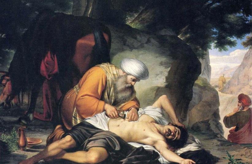 Compassion in action: an 18th-century Italian depiction of the Parable of the Good Samaritan by Giacomo Conti. (photo credit: Wikimedia Commons)