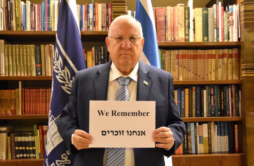 President Reuven Rivlin takes part in a World Jewish Congress photo project for Holocaust Remembrance Day. (photo credit: WORLD JEWISH CONGRESS)