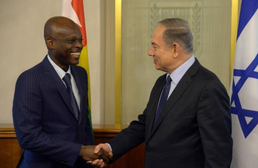 Netanyahu with Togo FM Robert Dussey (photo credit: CHAIM ZACH / GPO)