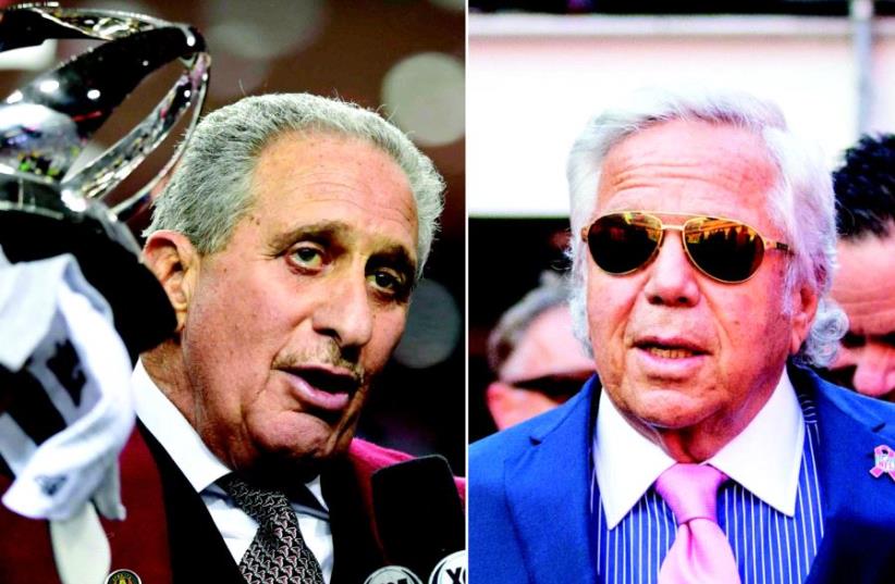 Falcons owner Arthur Blank and and Patriots owner Robert Kraft (photo credit: REUTERS)