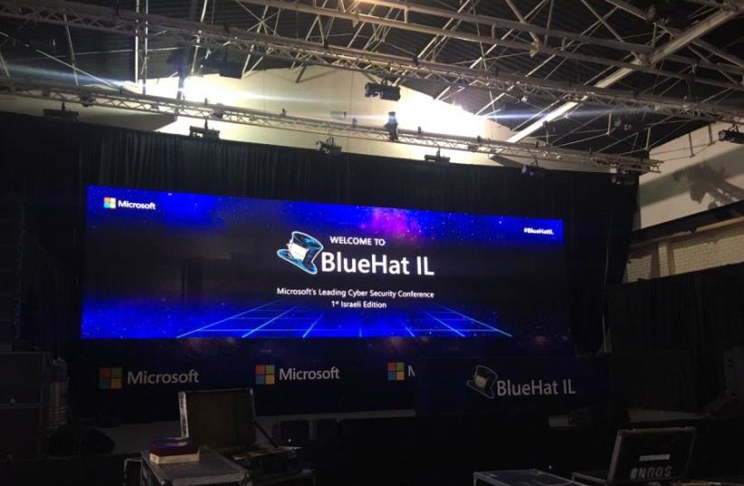 Microsoft Israel setting up for BlueHat IL event taking place this week. (photo credit: MICROSOFT ISRAEL)