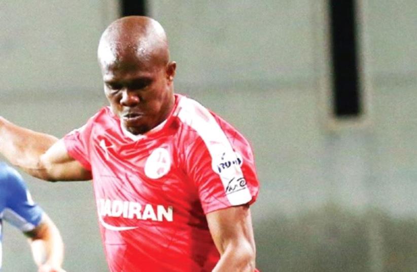 Since scoring in four straight Premier League matches, Hapoel Beersheba forward Anthony Nwakaeme has found the back of the net only once in six league games entering tonight’s State Cup round-of-16 tie against Ironi Kiryat Shmona. (photo credit: DANNY MARON)