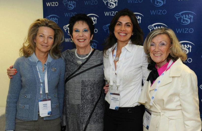 WIZO representatives in the U.N. with Prof. Rivka Lazovsky. Left to right: Dr. Hava Bugajer, president of WIZO Austria, Mirelle Manocherian, vice president of WIZO U.S., Prof. Rivka Lazovsky, chairwoman of world WIZO, and Anne Argi, honorary member of WIZO Switzerland. (photo credit: SIVAN KFIR)