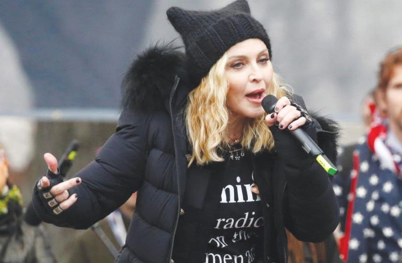 MADONNA PERFORMS at the Women’s March in Washington. (photo credit: REUTERS)
