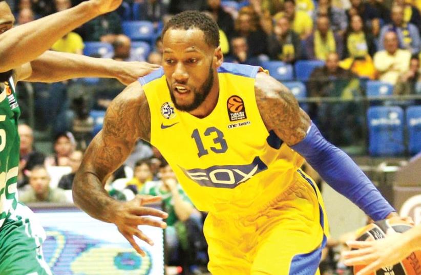 Sonny Weems’s disappointing time at Maccabi Tel Aviv has come to an end after he failed to complete a doping test on Saturday, handing the club an ideal opportunity to extricate itself from his hefty contract. (photo credit: ADI AVISHAI)