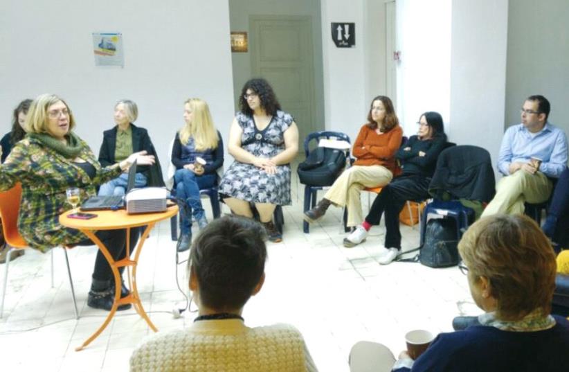 Participants in the Wiki Women project gather in Tel Aviv in December (photo credit: TAL DEKEL)