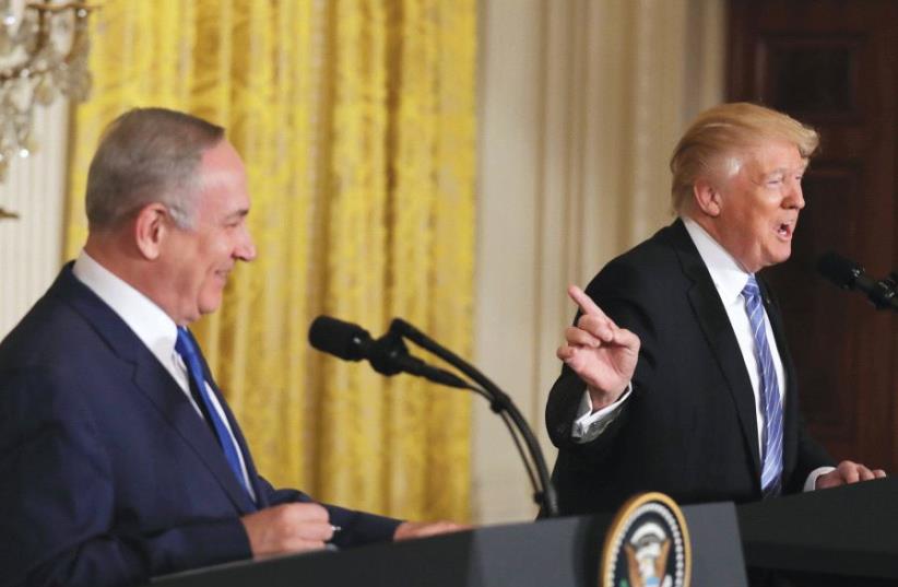Benjamin Netanyahu and Donald Trump at a White House press conference in Washington , US on May 15, 2017 (photo credit: REUTERS)