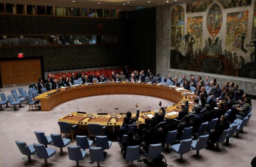 THE UN Security Council votes on a resolution. The US refused to veto a resolution condemning Israel just before US President Barack Obama left office. (photo credit: REUTERS)