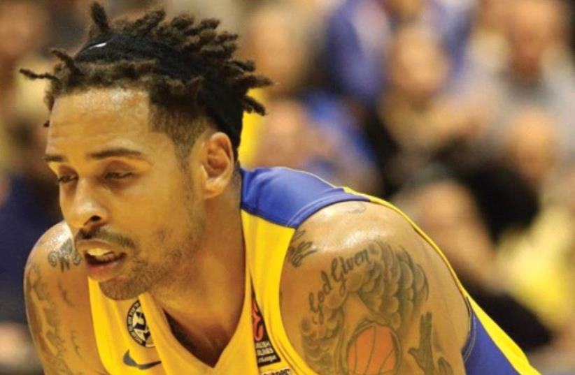 Maccabi Tel Aviv forward Sylven Landesberg was his team’s top scorer with 17 points in last night’s 82-71 defeat to Olympiacos in Euroleague action at Yad Eliyahu Arena. (photo credit: ADI AVISHAI)