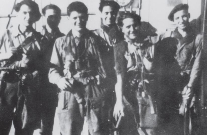 Norbert Beyrard (third from right) poses with fellow Free French paratroopers behind German lines in France, in 1944 (photo credit: SAS-FFL)