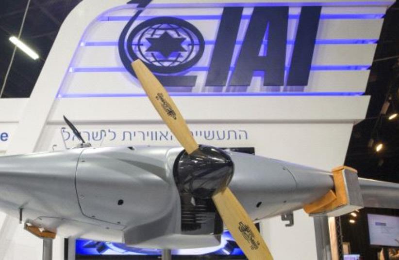 A "Bird Eye-650" Long Endurance mini-UAV system developed by Israel Aerospace Industries (IAI) is displayed at the Unmanned Vehicles Conference 2015 on November 9, 2015, in the Israeli coastal city of Tel Aviv (photo credit: JACK GUEZ / AFP)