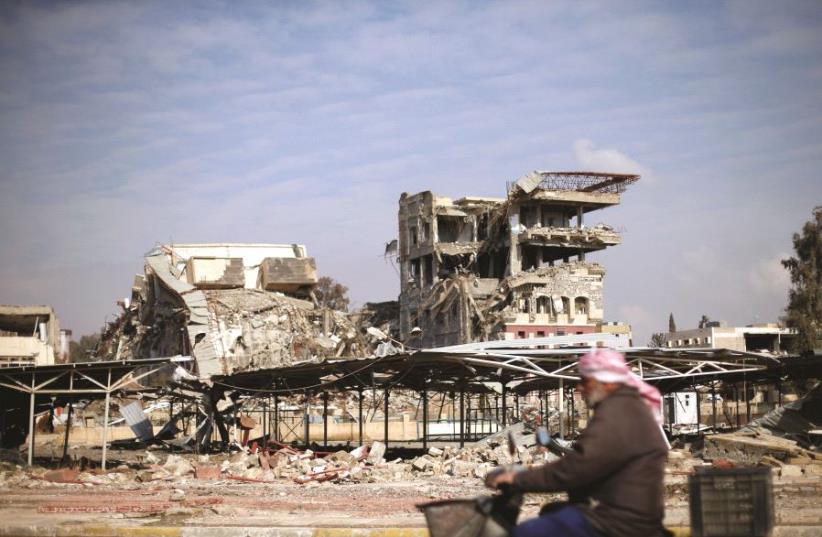 Les ruines de l’université de Mossoul, le 30 janvier dernier (photo credit: REUTERS)