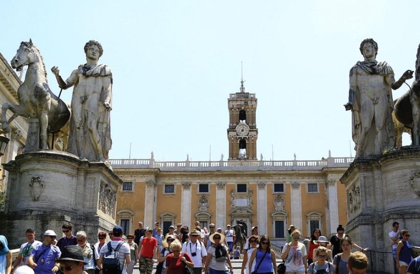 ROME’S CITY HALL, ‘Campidoglio,’ site of a recent controversy over boycotting Israel. (photo credit: REUTERS)
