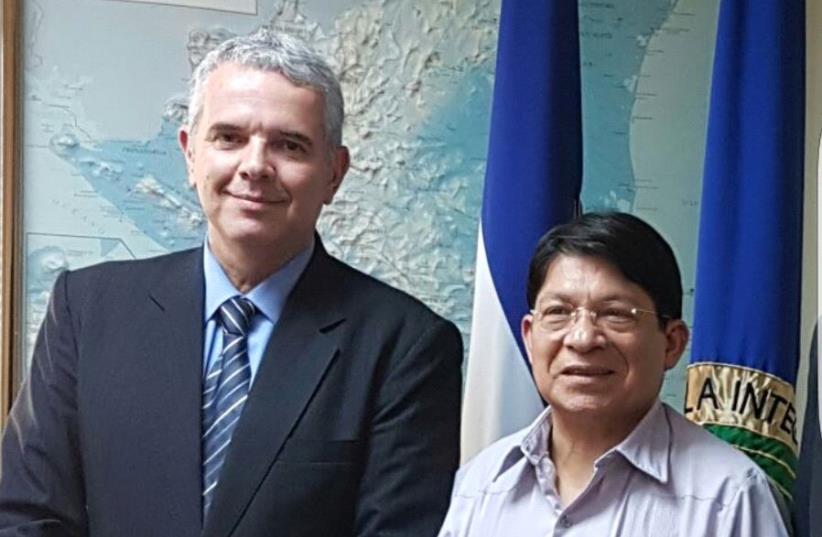 Modi Efraim, the foreign ministry’s deputy director-general for Latin America and Nicaraguan foreign minister, Denis Ronaldo Moncada Colindres. (photo credit: FOREIGN MINISTRY OF NICARAGUA)