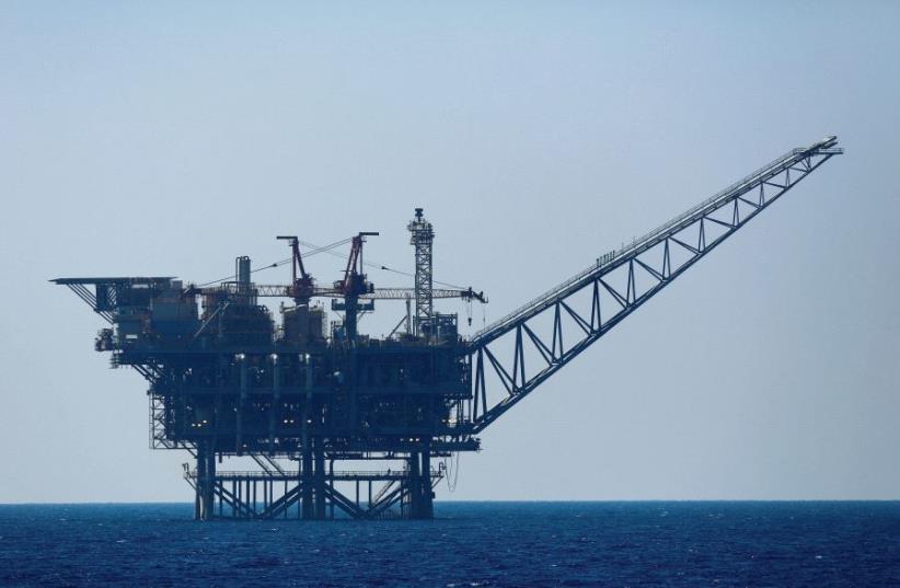 An Israeli gas platform is seen in the Mediterranean Sea, 2014 (photo credit: REUTERS)